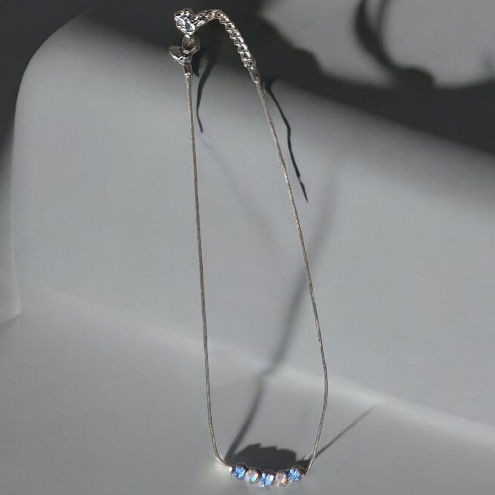 Lia Sophia Silver Necklace with Blue Swarovski Accents